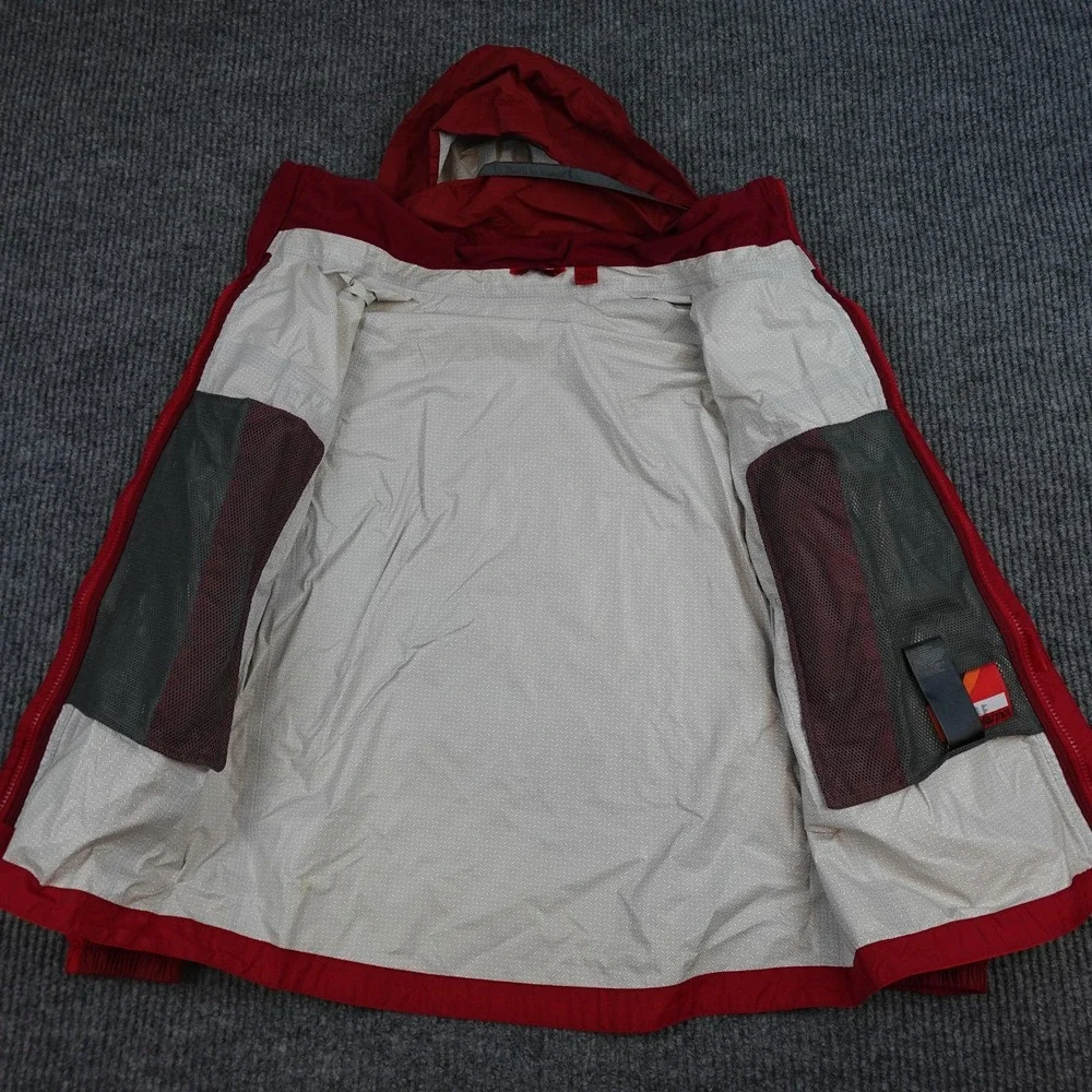 Marmot Jacket Mens XL Red Hooded Full Zip Lightweight Windbreaker Colorblock